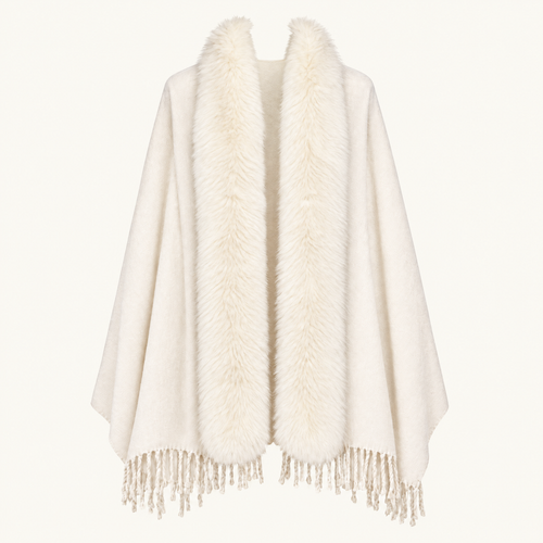 Stola met Faux Fur Kraag en Franjes, foto 3