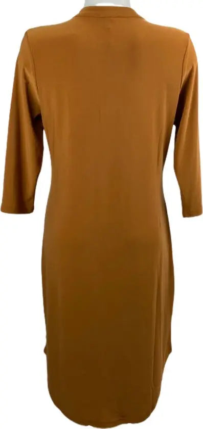 Angelle Milan – travelstof jurk – Cognac Effen Jurk – Ademend – Kreukherstellend – Duurzame jurk - Mapsy B.V