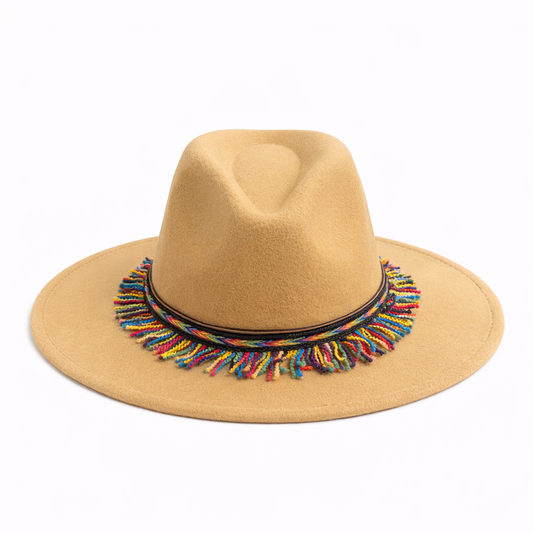 HS Hoed - In 2 Kleuren - Dikke Stevige Stof met Ketting Band/Lint - Beige