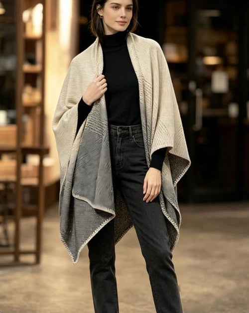 Gebreide Poncho Cape - Kasjmiermix