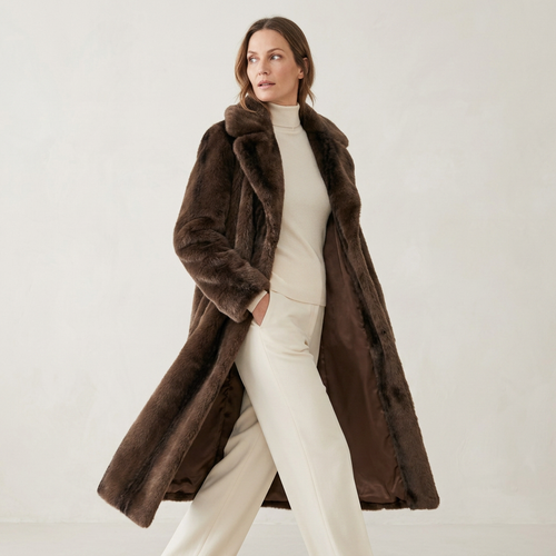 Faux Fur Jas - Bruin