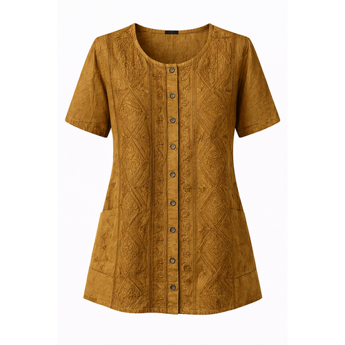 HS Zomerblouse - In 5+ Kleuren - Stevige stof - Cognac