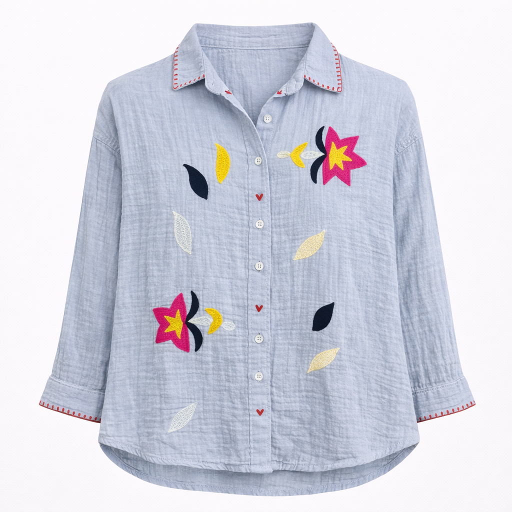 HS Blouse - In 3 Kleuren - Handmade Star - Blauw
