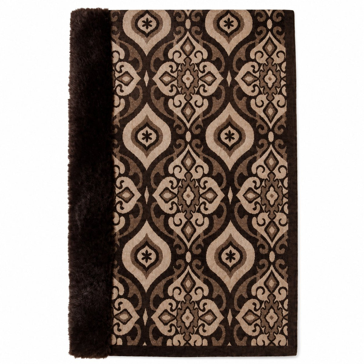 Geometrische Stola met Faux Fur Rand - 60x200 cm