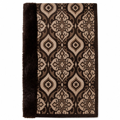 Geometrische Stola met Faux Fur Rand - 60x200 cm