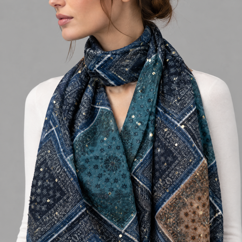 Bandana Sjaal met Goudfolie - 70x180 cm