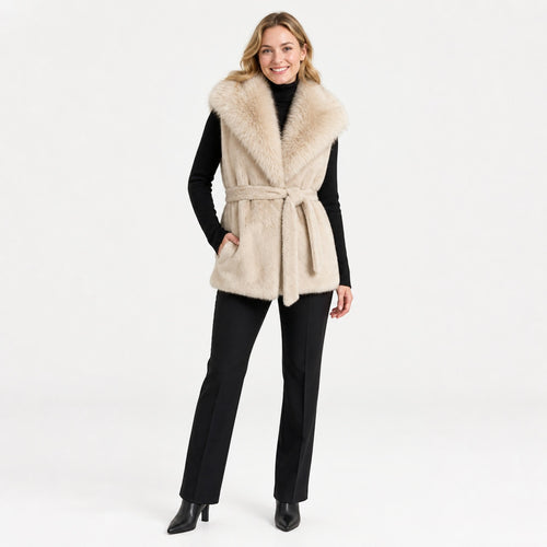 Faux Fur Gilet met Ceintuur - One Size