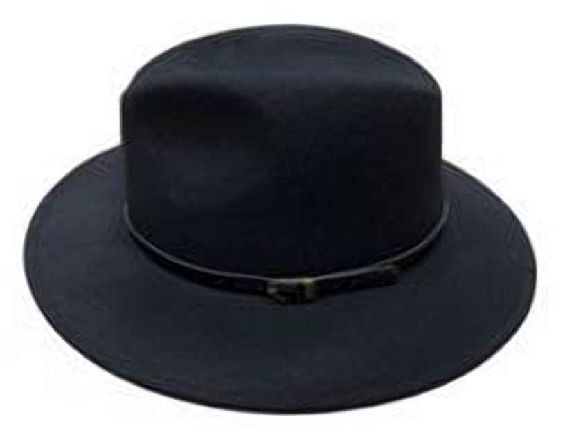 Wollen Fedora Hoed met Leren Riempje in Zwart