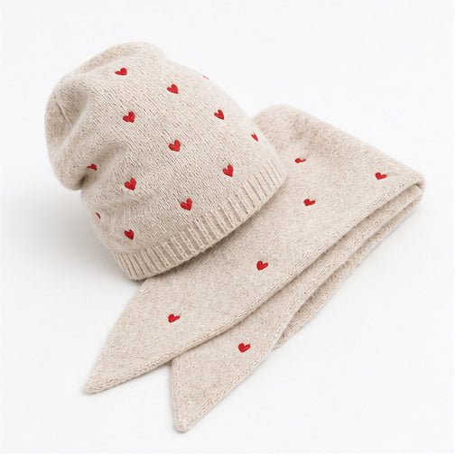 Muts & Sjaal Set met Hartjes