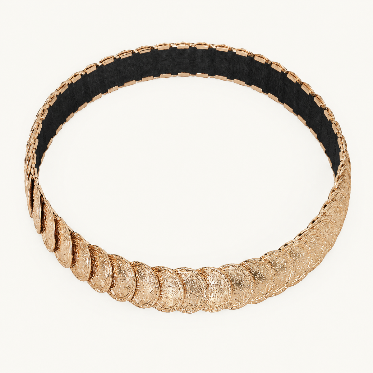 Elastische Riem met Gouden Muntjes - 72 cm