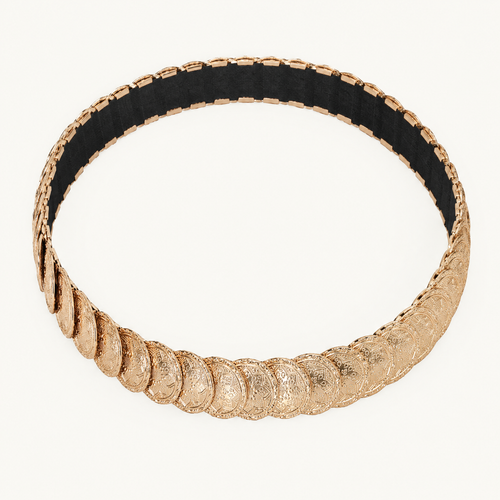 Elastische Riem met Gouden Muntjes - 72 cm