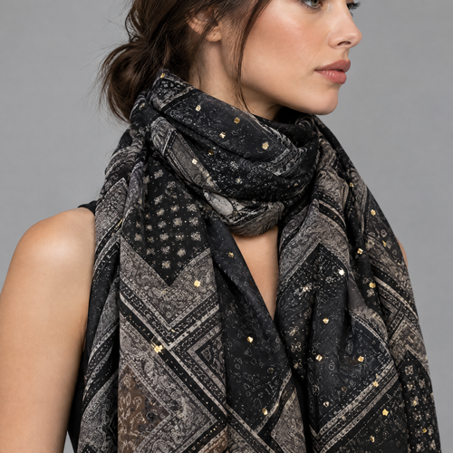 Bandana Sjaal met Goudfolie - 70x180 cm