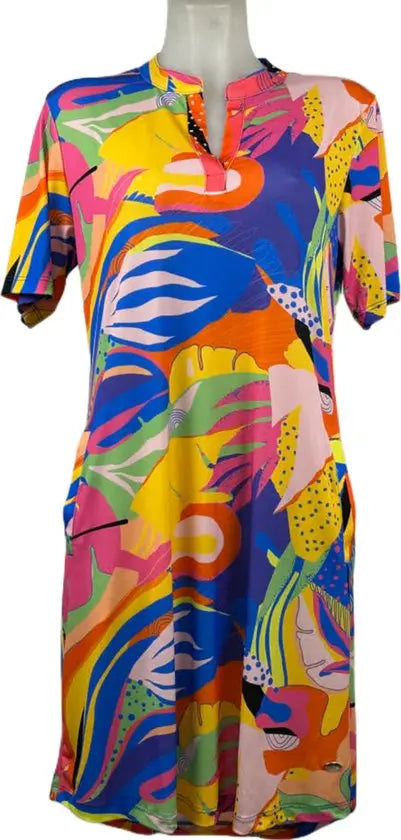 Angelle Milan – Travelstof jurk dames – Multikleur print Jurk – Ademend – Kreukherstellend – Duurzame jurk - Mapsy B.V