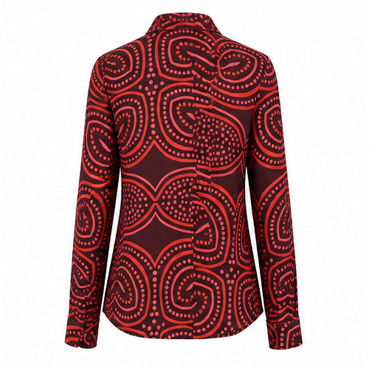 Angelle Milan Travelstof Blouse - Bordeaux Koraal Grafische Print