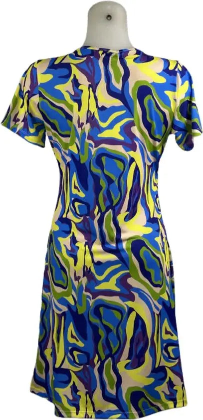 Angelle Milan – Travelkleding voor dames – Multikleur geplooide wave Jurk – Ademend – Kreukvrij – Duurzame Jurk - Mapsy B.V