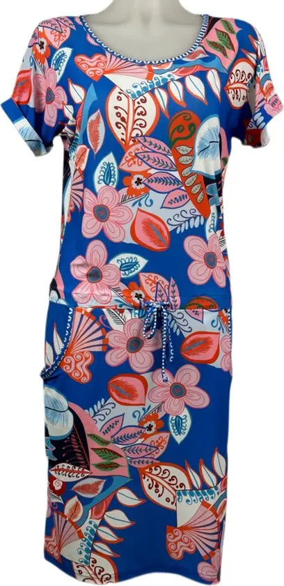 Angelle Milan – travelstof jurk voor dames – Rood/Blauwe Strik Jurk – Ademend – Kreukherstellend – Duurzame jurk - Mapsy B.V