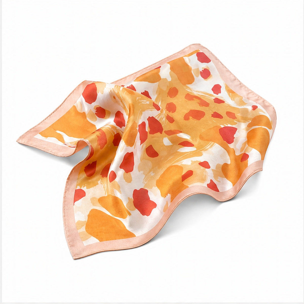Vierkante Sjaal 70x70 Satijnlook – Abstract Oranje