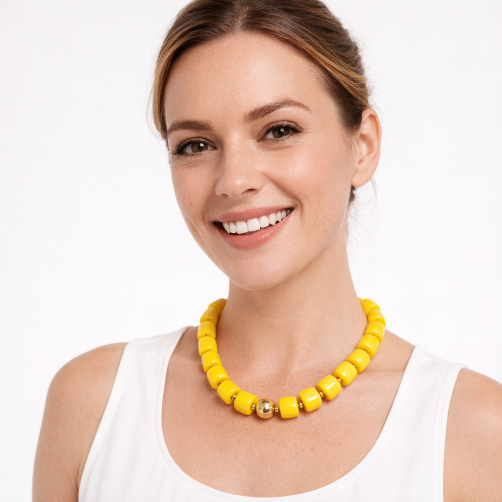 HS Ketting - Met Gouden Touch - statement detail - 14 kleuren - MODEL_FRONT