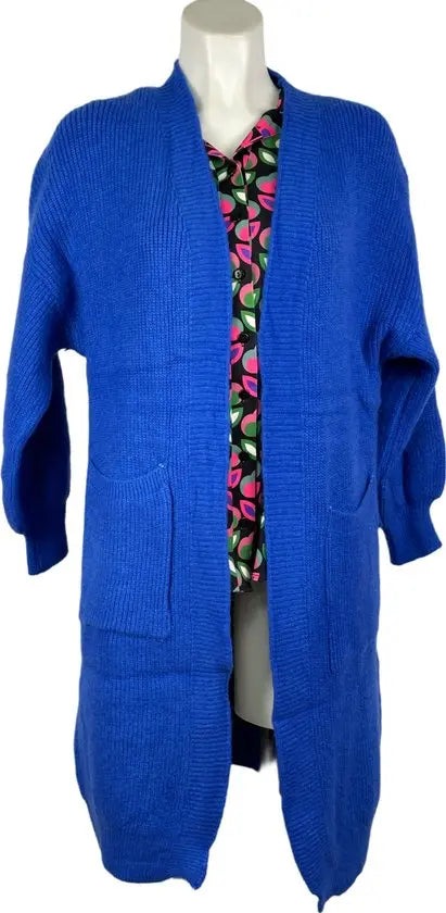 Fascino Winter Collectie - Dames Lange Vest - Levendig Blauw - Zachte Acryl Mix - Casual Comfort - One Size