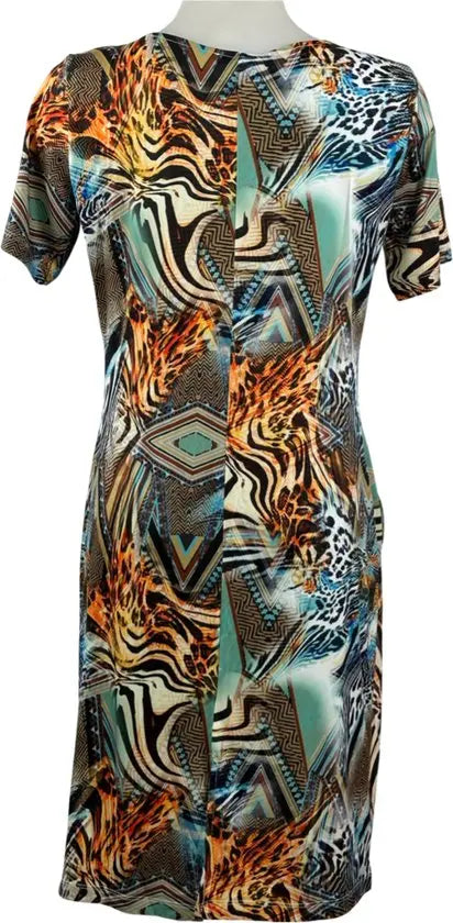 Angelle Milan – travelstof jurk – Multikleur print Jurk – Ademend – Kreukherstellend – Duurzame jurk - Mapsy B.V