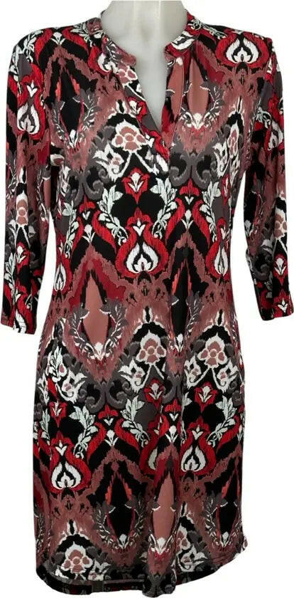 Angelle Milan - travelstof jurk - Multikleur Rood/Wit/Zwart - Ademend - Kreukherstellend - Duurzame zomerjurk - Mapsy B.V