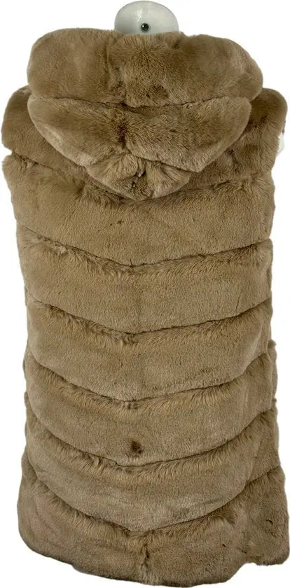 Elegante Dames Faux Fur Bodywarmer met Capuchon – Warm en Zacht - Beschikbaar in 6 stijlvolle kleuren - One Size - Camel