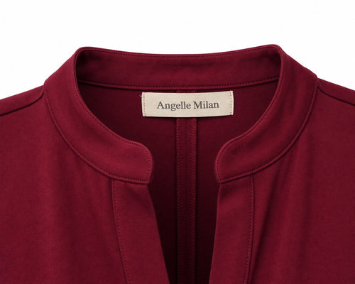 Angelle Milan Travelstof Jurk - Bordeaux Effen - Driekwart Mouw