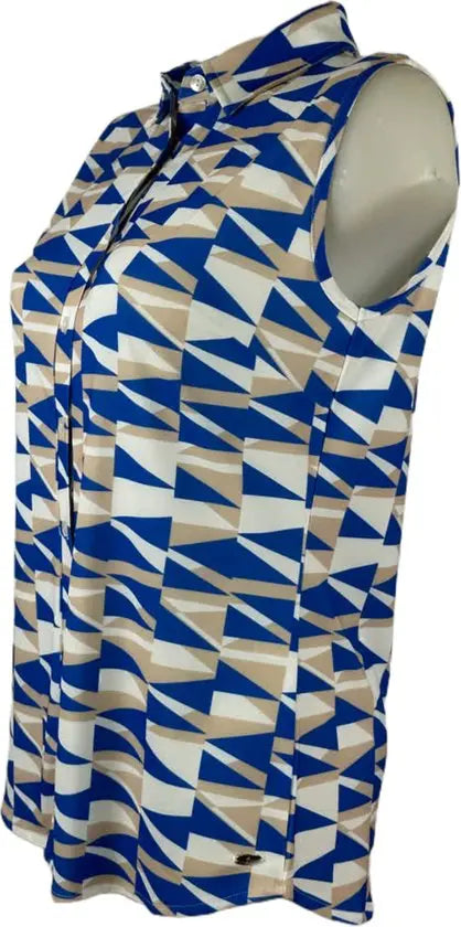 Angelle Milan – travelstof blouse – Blauwe Mouwloze Blouse – Ademend – Kreukherstellend – Duurzame blouse - Mapsy B.V