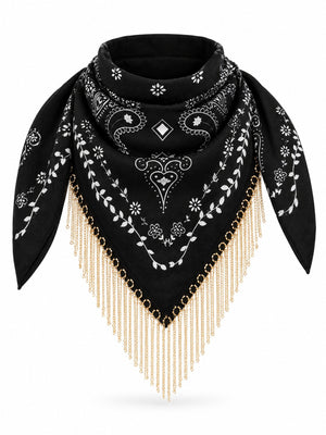 Bandana Sjaal Paisley met Gouden Kettingfranje