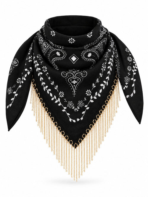 Bandana Sjaal Paisley met Gouden Kettingfranje