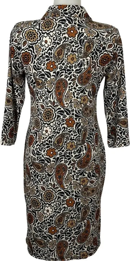 Angelle Milan - travelstof jurk - Multikleur Zwart/Wit/Geel - Ademend - Kreukherstellend - Duurzame zomerjurk - Mapsy B.V