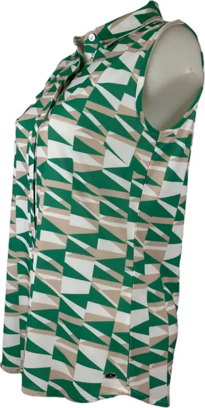 Angelle Milan – travelstof blouse – Groene Mouwloze Blouse – Ademend – Kreukherstellend – Duurzame blouse - Mapsy B.V