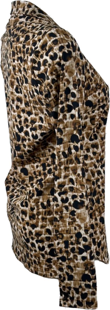 Angi's - travelstof blouse - Camel dierenprint - Ademend - Kreukvrij - Duurzame Blouse - Mapsy B.V