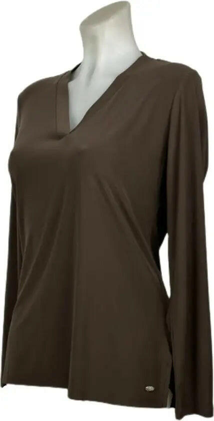Angelle Milan – travelstof blouse – Effen Bruine blouse – Ademend – Kreukvrij – Duurzame Blouse - Mapsy B.V