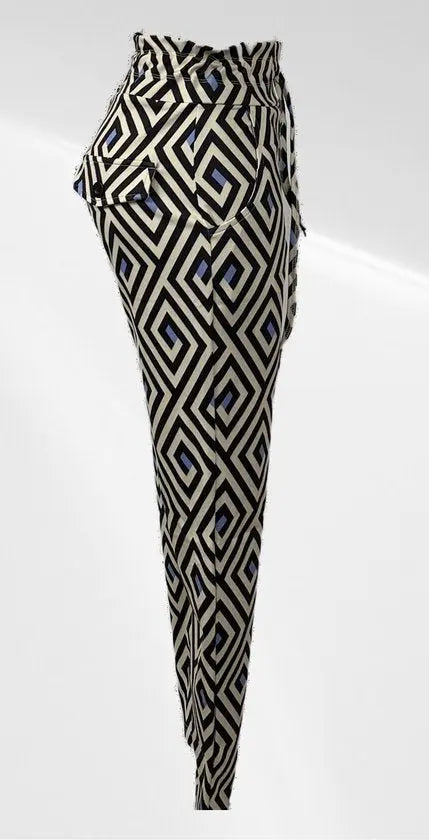 Angelle Milan - Casual travelstof broek - Beige met ruiten - Met taillekoord - Travelstof - In 5 maten beschikbaar - Mapsy B.V