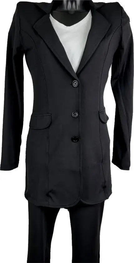 Angelle Milan – travelstof blazer voor dames – Zwart Jasje met 3 knopen – Ademend – Kreukherstellend – Duurzaam - Mapsy B.V