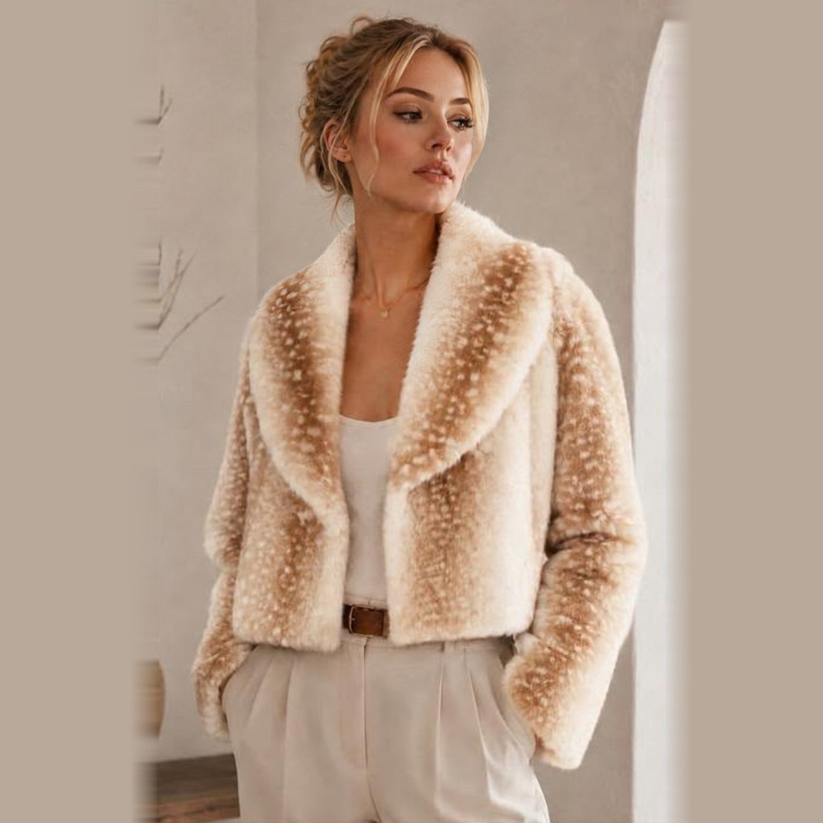 Faux Fur Hertenprint Jas