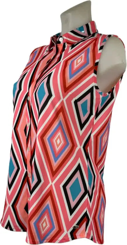 Angelle Milan – Travelkleding voor dames – Roze Mouwloze Blouse – Ademend – Kreukherstellend – Duurzame blouse - Mapsy B.V