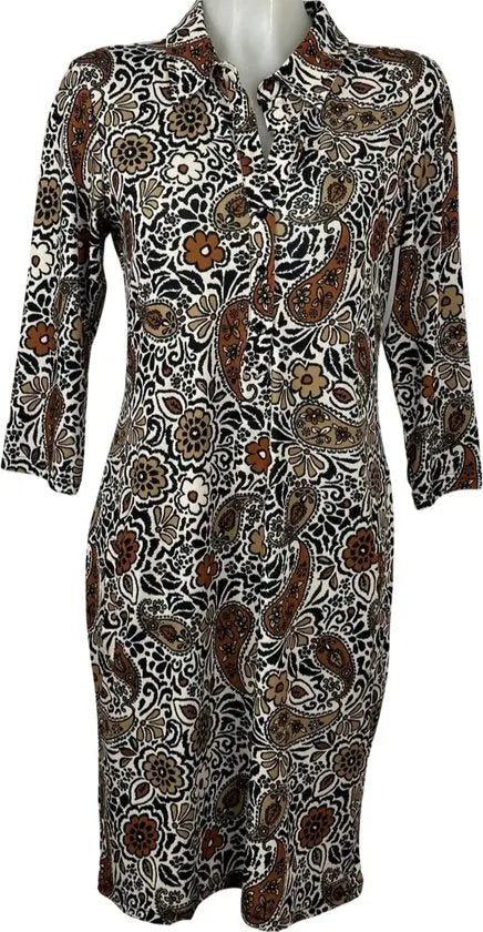 Angelle Milan - travelstof jurk - Multikleur Zwart/Wit/Geel - Ademend - Kreukherstellend - Duurzame zomerjurk - Mapsy B.V