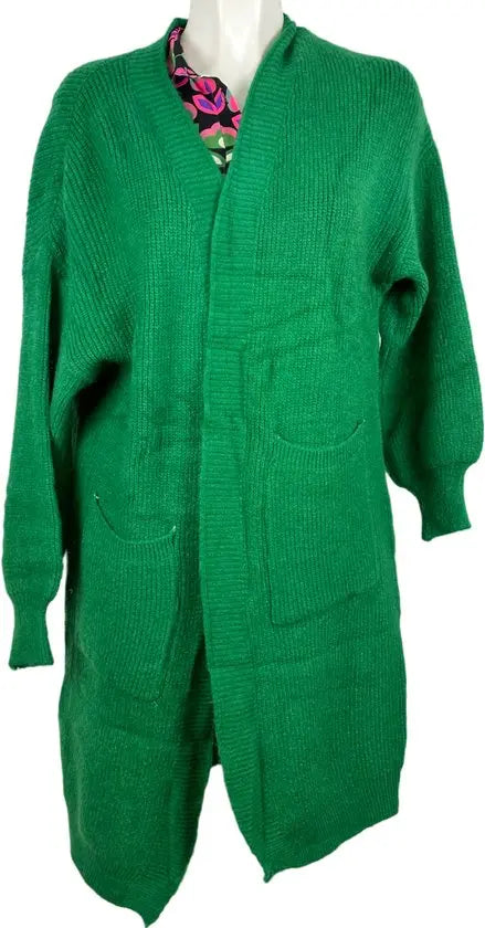 Fascino wintervest Collectie - Dames Lange Vest - Levendig Groen - Zachte Acryl Mix - Casual Comfort - One Size - Mapsy B.V