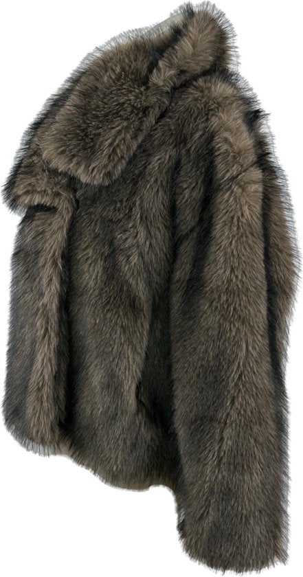 Luxe Faux Fur Jas in Stijlvolle Grijze Tint – Comfortabel en Elegant voor Koude Dagen