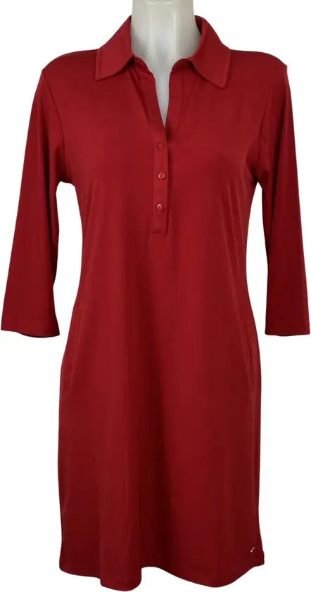 Angelle Milan - travelstof jurk - Rode Jurk - Ademend - Kreukherstellend - Duurzame zomerjurk - Mapsy B.V