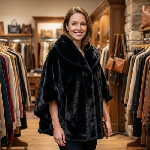 Faux Fur Poncho – Model 41090