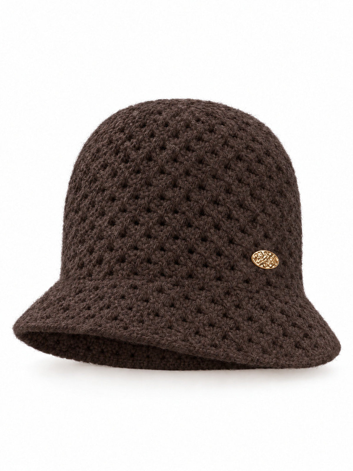 Gehaakte Bucket Hat met Gouden Plaatje