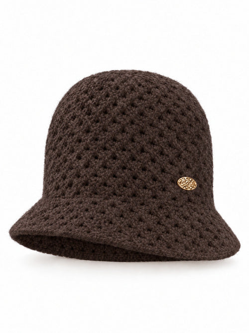 Gehaakte Bucket Hat met Gouden Plaatje