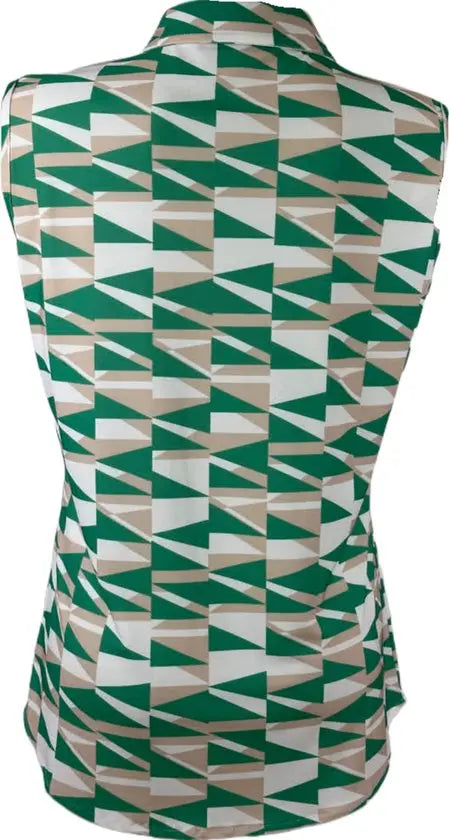 Angelle Milan – travelstof blouse – Groene Mouwloze Blouse – Ademend – Kreukherstellend – Duurzame blouse - Mapsy B.V