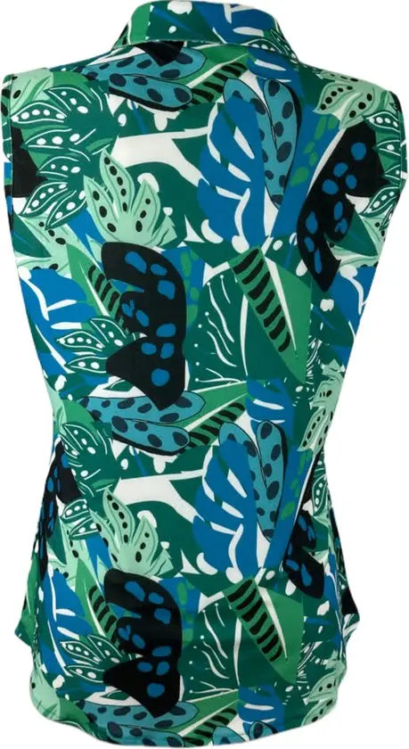 Angelle Milan – travelstof blouse – Blauwe Mouwloze Blouse – Ademend – Kreukherstellend – Duurzame blouse - Mapsy B.V