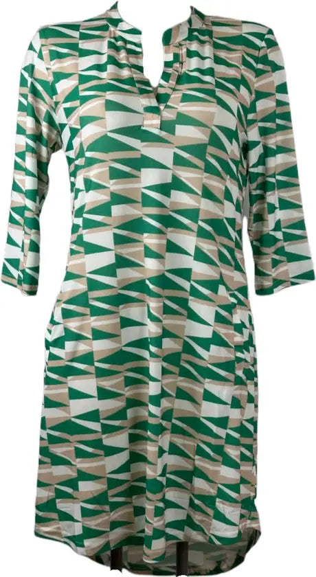Angelle Milan – Travelkleding voor dames – Groen geblokte Jurk – Ademend – Kreukherstellend – Duurzame jurk - Mapsy B.V