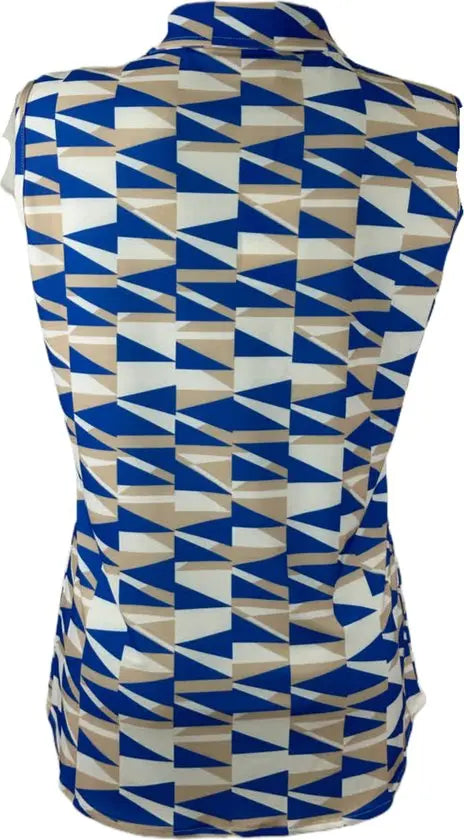 Angelle Milan – travelstof blouse – Blauwe Mouwloze Blouse – Ademend – Kreukherstellend – Duurzame blouse - Mapsy B.V
