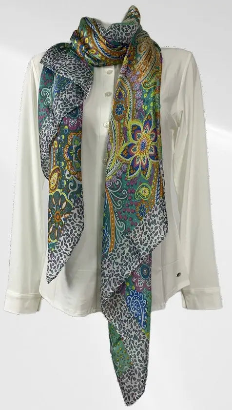 Sjaal - Casual sjaal - Groene print - Viscose en zijde - In verschillende kleuren - Mapsy B.V